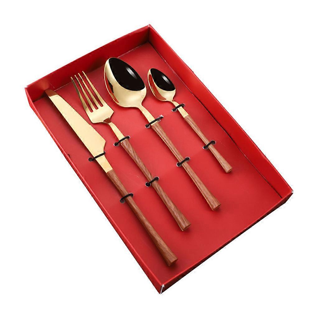 4pcs Cutlery Set Tableware Tableware Spoons Fork Knife Gold Stainless Steel