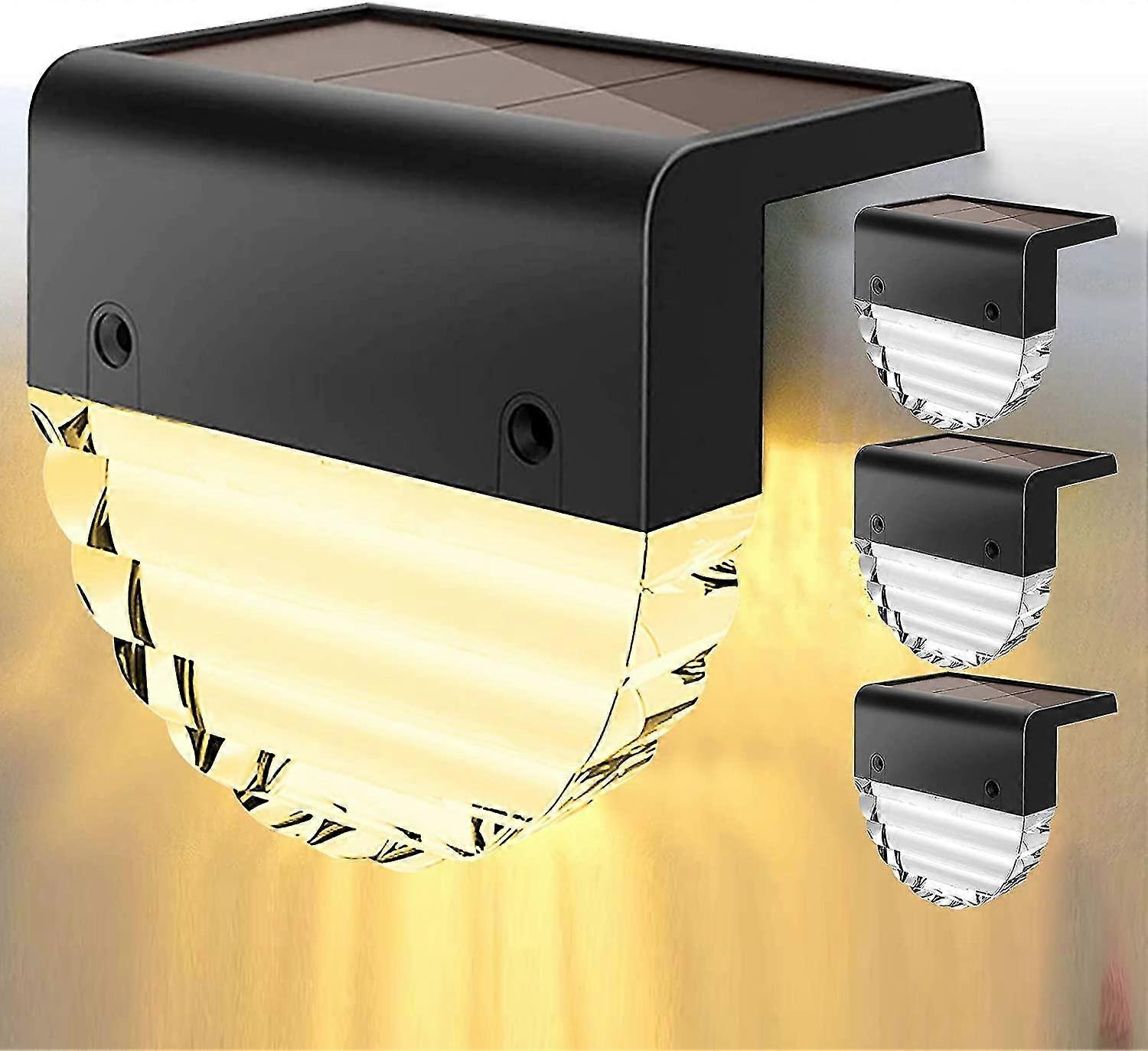 4 Pcs Garden Path Lamp, Wireless Solar Deck Lights Led Stair Lights For Garden, Step, Path, Stairs