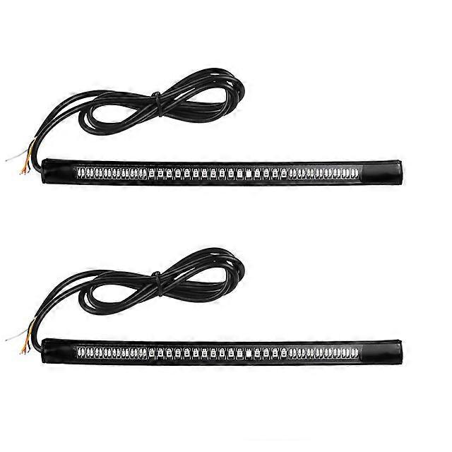 2PCS 12V 48SMD Universal Motocycle Flexible LED Tail Light Strip Brake Steering Light Sleeve Waterproof Moto License Plate Lamp