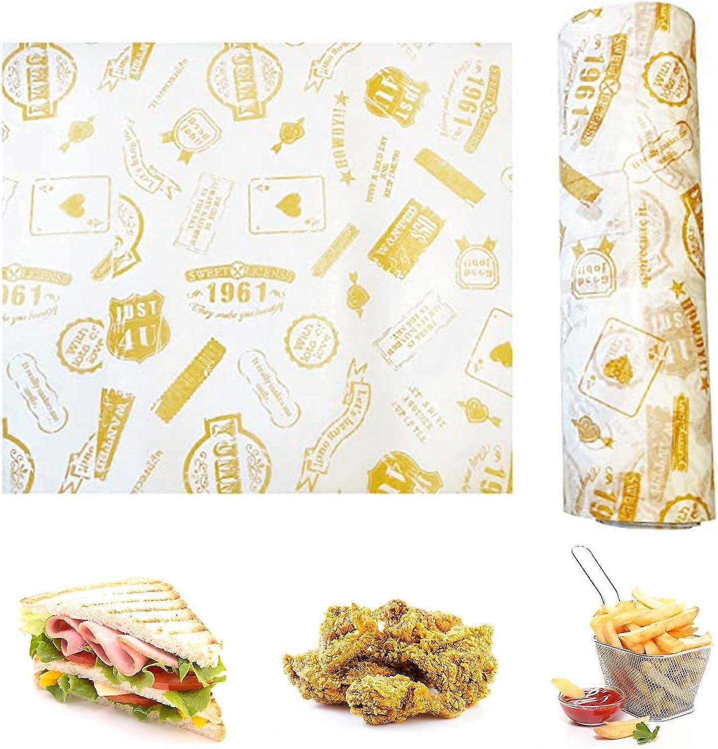 Pad - 100 sheets, baking paper, greaseproof food paper, food paper, waterproof vulcanized wax paper for burgers, pizzas, sandwiches, cakes, bread, fri