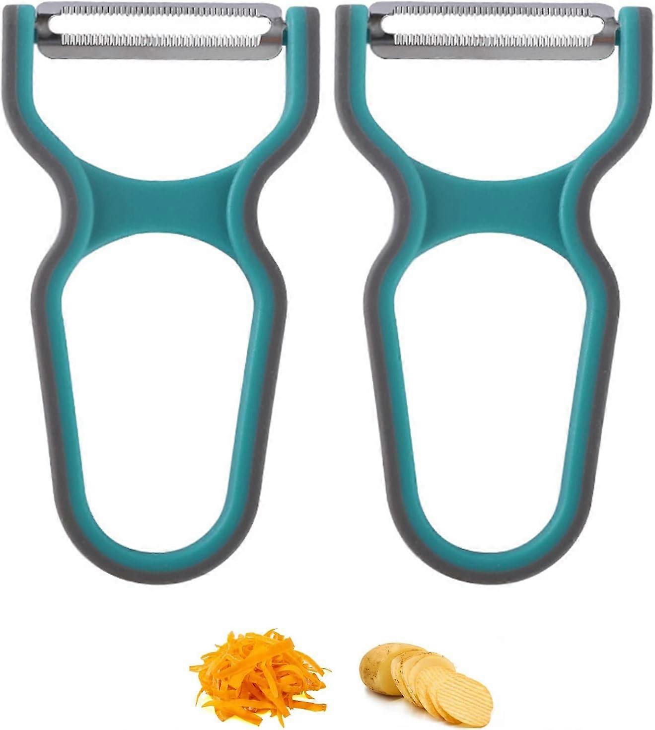 2 Pcs Peeler Kitchen Gadget Paring Knife Multifunction Melon Planer Plastic Fruit Peeler (Green)