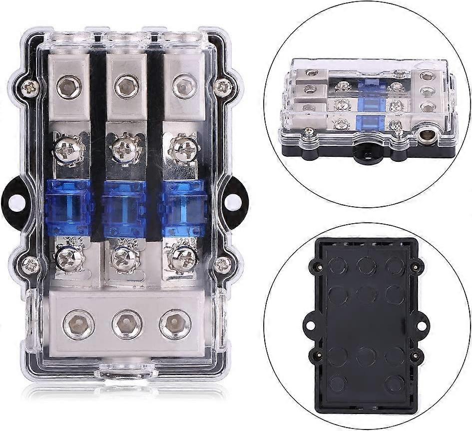Blade Fuse Holder, Fuse Holder Fuse Block Kit DC 12-24V Fuse Box for Boat Car with 3 Blades 3 Way Fuse