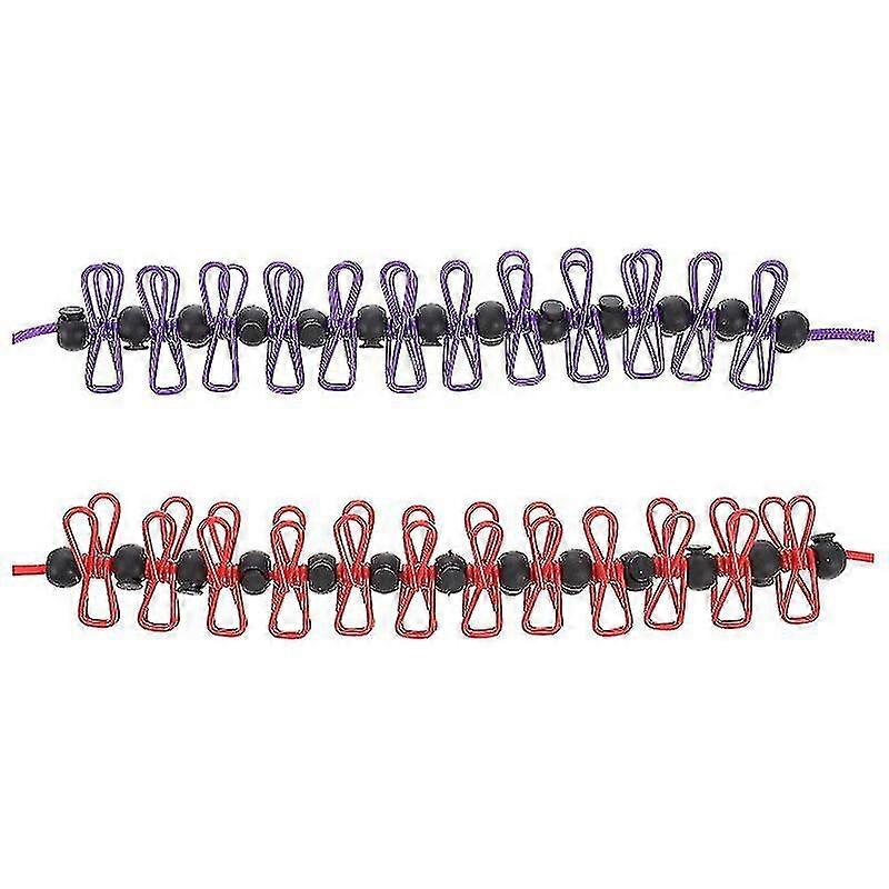 Red Clothes Rack 2 Pieces Retractable Clothes Line Outdoor Windproof Clothes