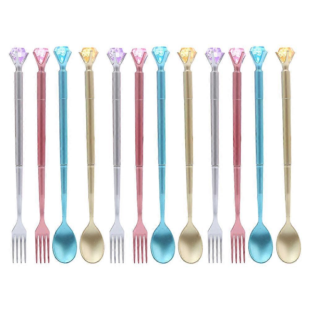 12pcs Creative Diamond Tableware Designed Gel Pens Writing Pens for Students