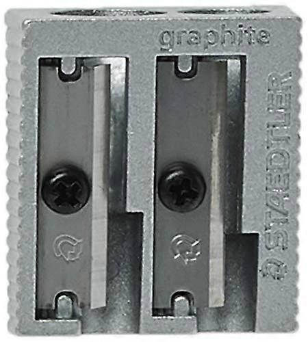 Metal Sharpener, Double Hole for Pencils and Colored Pencils,Silver (1.14 x 0.98 x 0.59 inches)