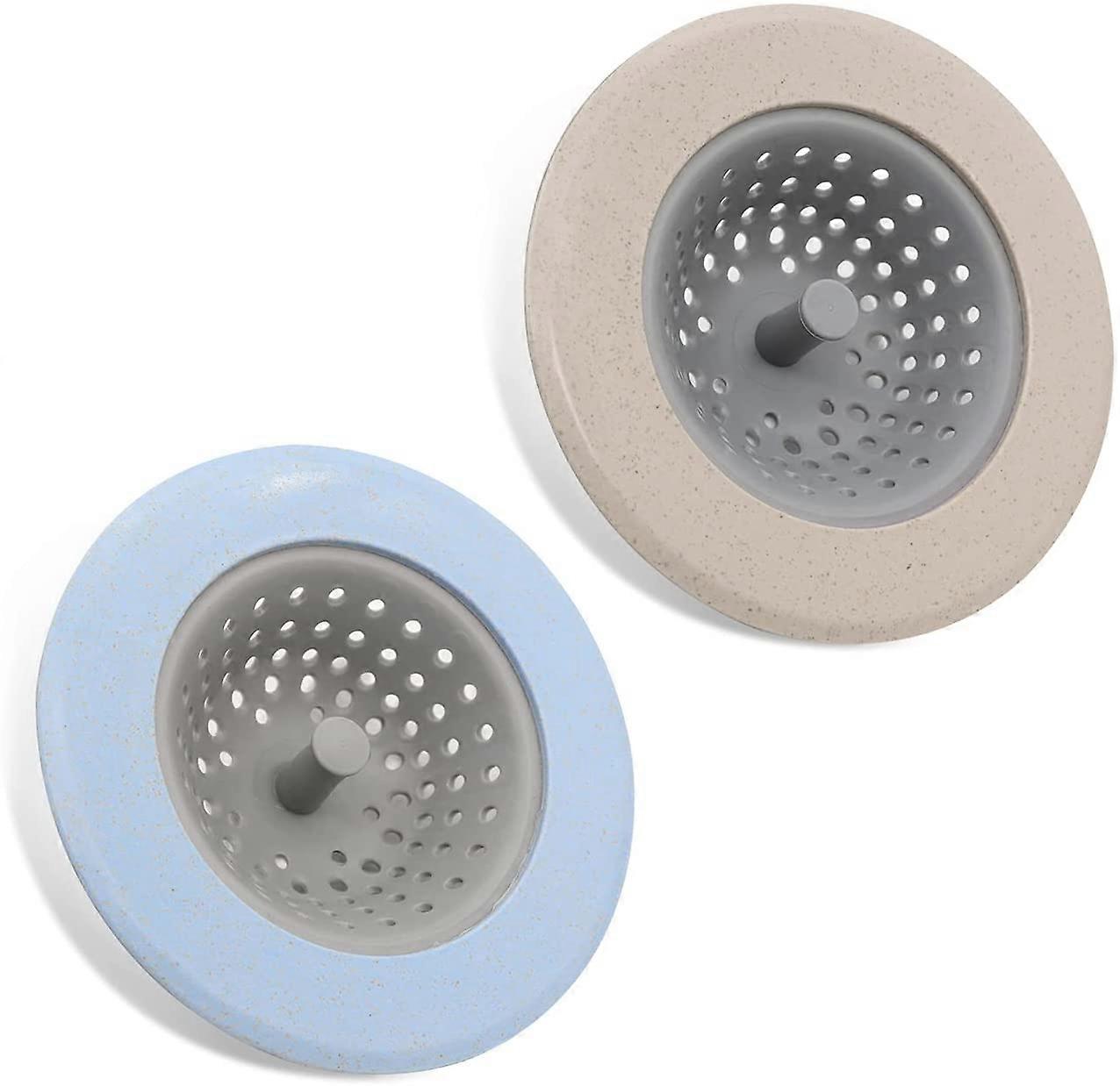 2er-Pack Abflusssieb für Küchenspüle, Silikon-Spülbeckensieb für Lebensmittel, Abflussabdeckung, Küchenspülkorb für Küchenspüle (Blau + Khaki)