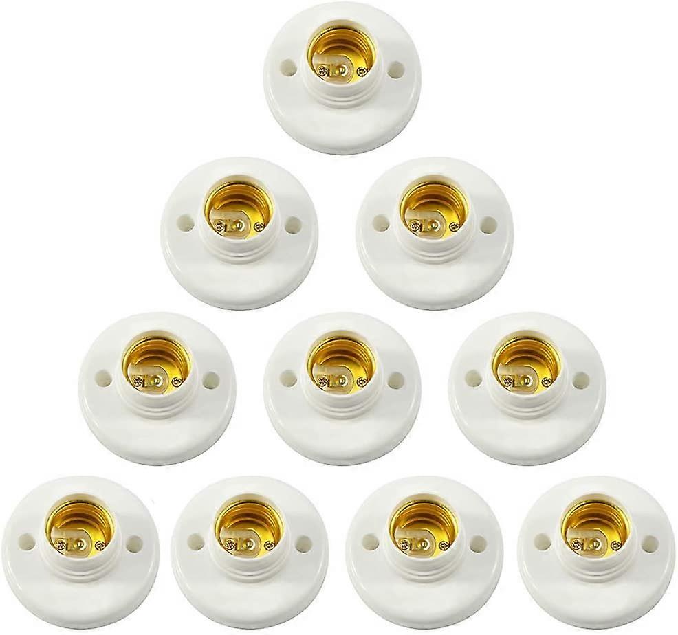 E27 Lamp Holder Plastic Screw Socket Wall Mount LED Bulb Base Converter Adapter Holders for E27 Bulb Round Plastic Screw Socket 10PCS