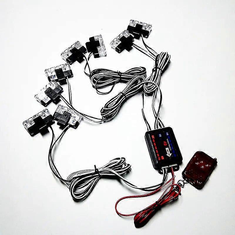 1set 8 in 1 wireless remote control 8X 2Led 12V Car Warning Light 16W Flash Strobe Light Lights for Automobile Front 03040