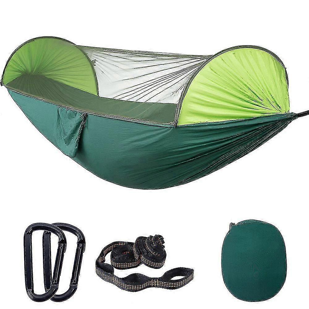 Outdoor camping hammock with mosquito net, portable hammock with tree belt, nylon hammock