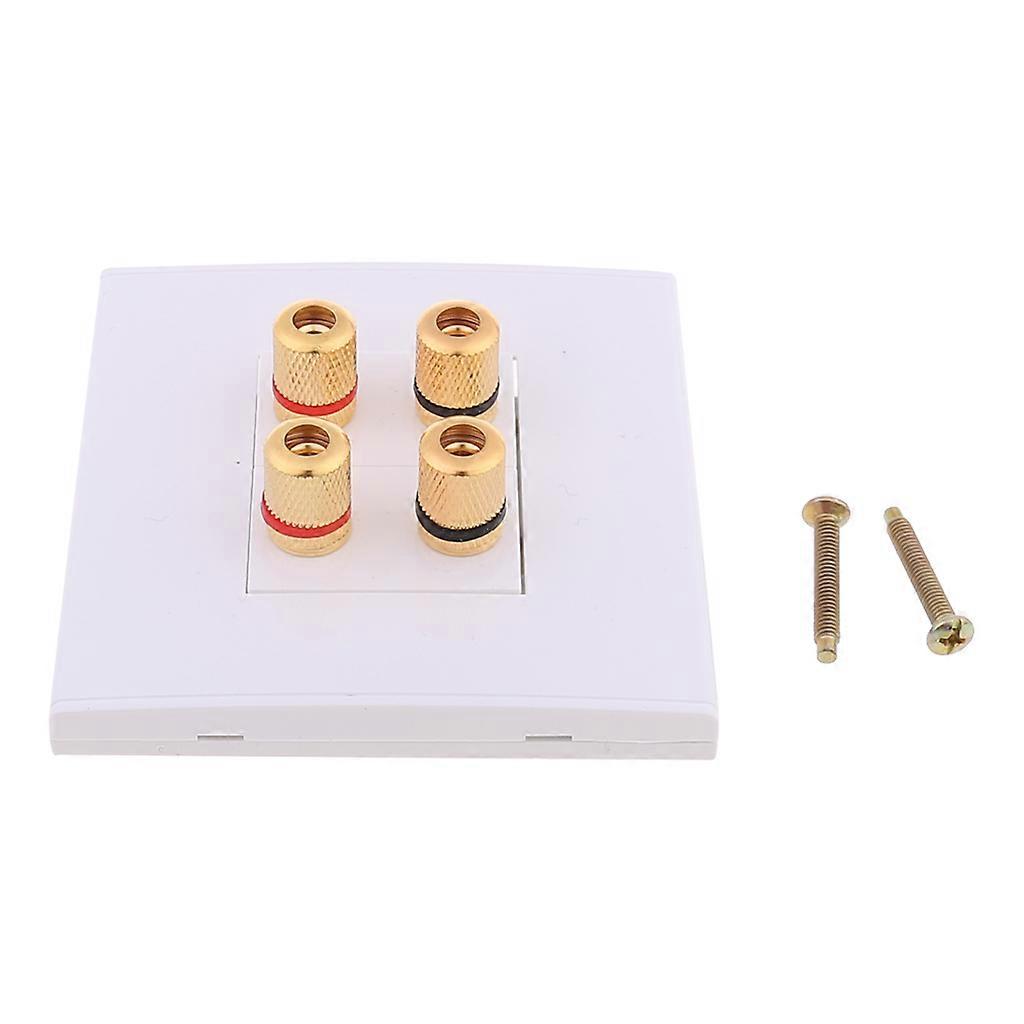 Speaker Wall Plate Banana Jack 4 Binding Post Coupler Type Plug Wire Wallplate