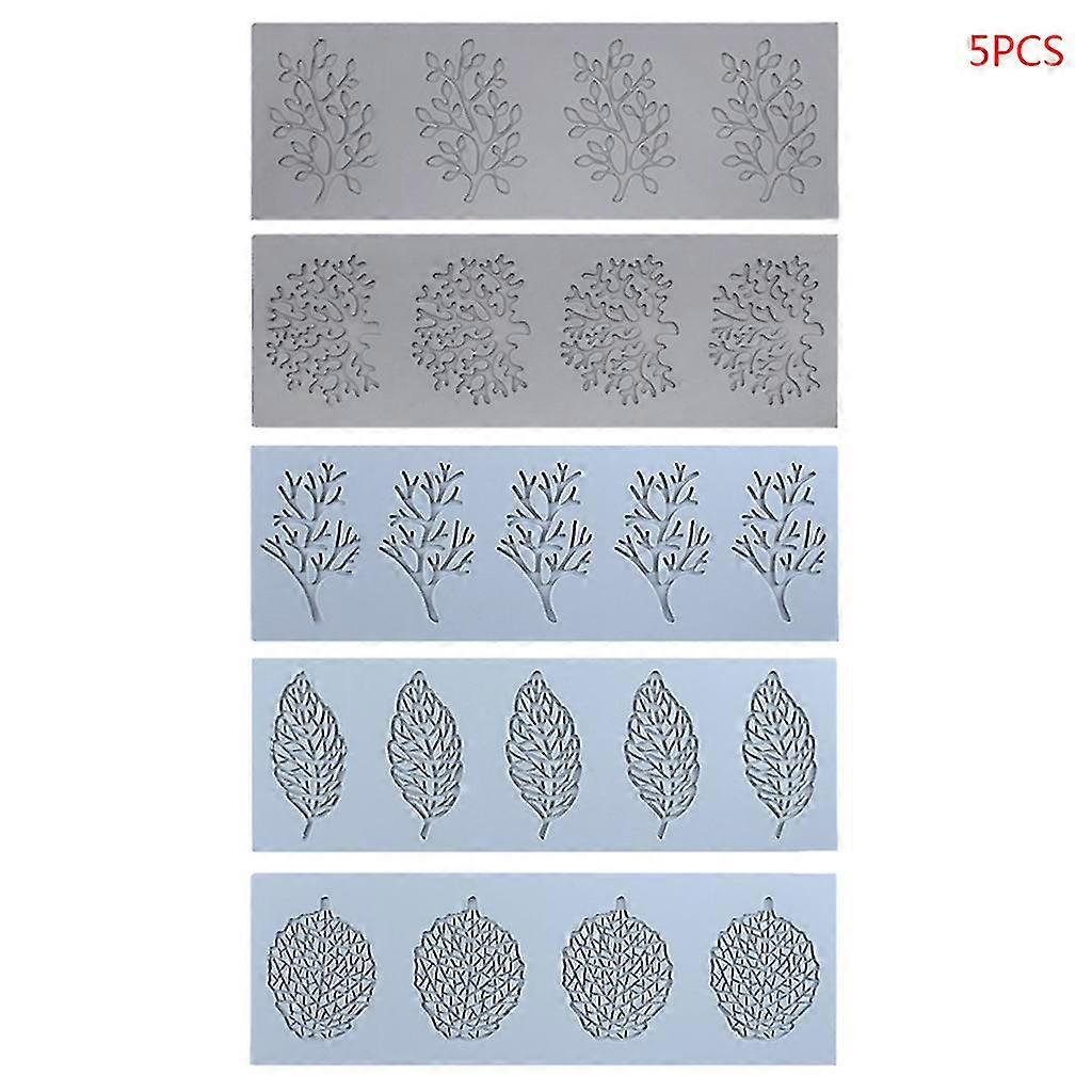 5pcs /セットコーラルリーフレースマットケーキモールドシュガークラフトシリコンパッドフォンダン金型