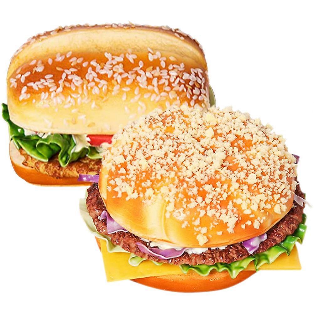 2pcs Artificial Simulation Burger Model Fake Burger Decors Bakery Photography Prop