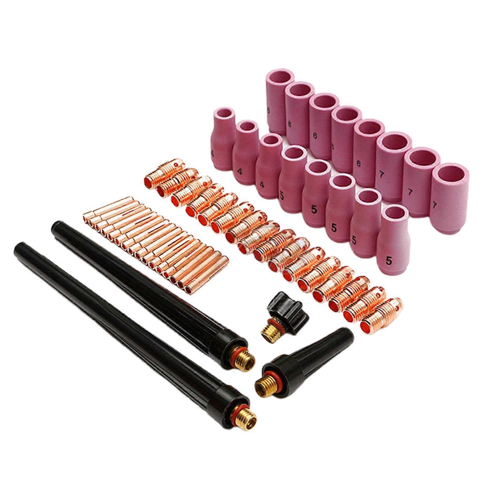 53Pcs Welding Collet Body TIG Welding Torch Stubby Gas Lens Kit High Compatibility Simple Installation Welding Torch Parts for WP9/20/25 TIG Welding T