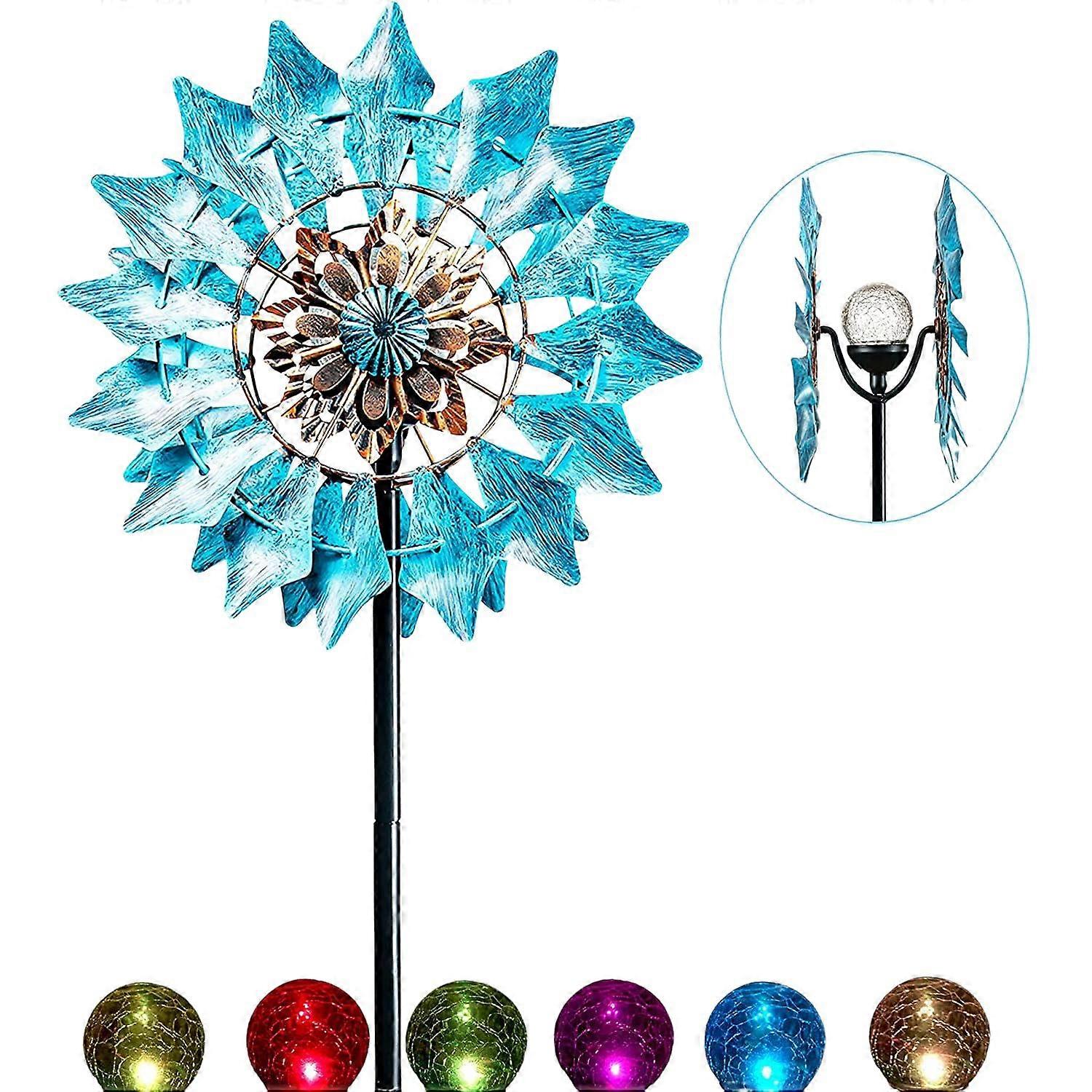 Solar Windmill 75 in Solar Powered Glass Ball Multicoloured LED Lighting Patio, Lawn, Garden Garden Wind Chime -GSL