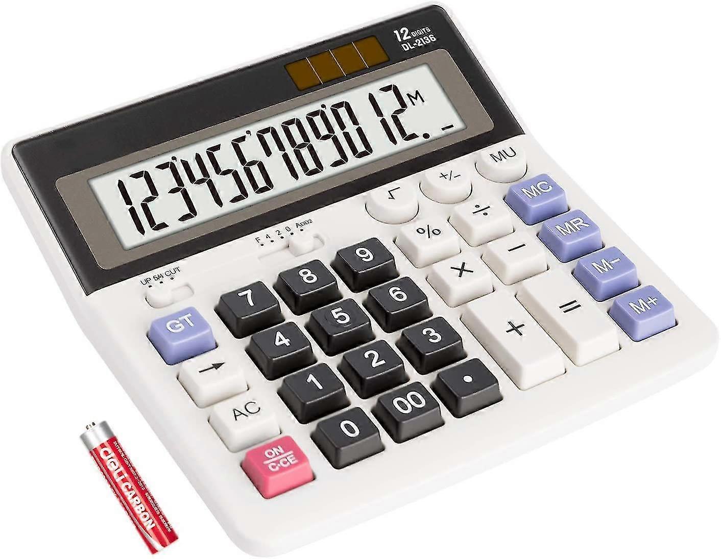 Desktop Calculator Business Standard Function, Big Button, 12 Digit, Large Lcd Display, Solar/battery Dual Power, Memory Function For Home And Office