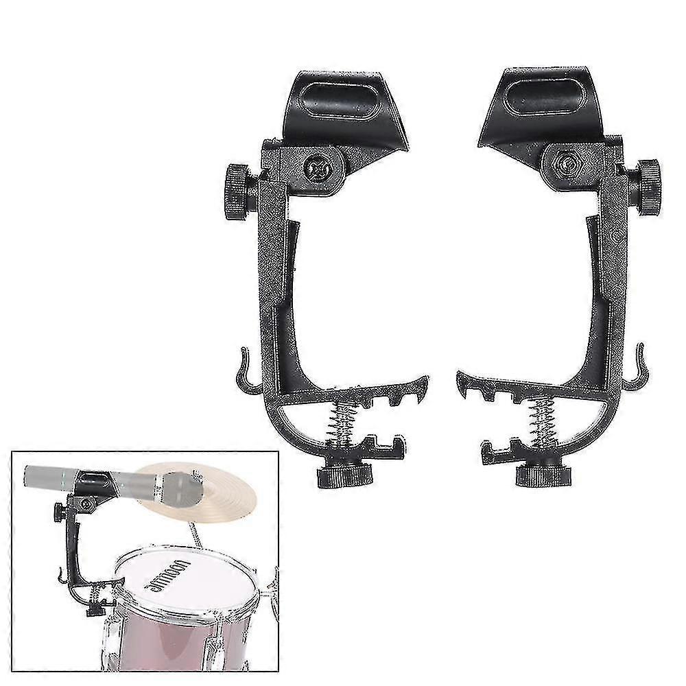 2pcs Clamp Clip On Drum Rim Microphone Mic Mount Holder Adjustable Shockproof