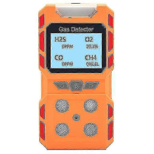 Portable 4 Gas Detector, Sound Light Vibration Rechargeable Lcd Screen