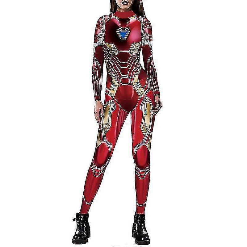 Halloween Women Captain America Iron-man   Costume Fancy Dress Jumpsuit_y High Quality