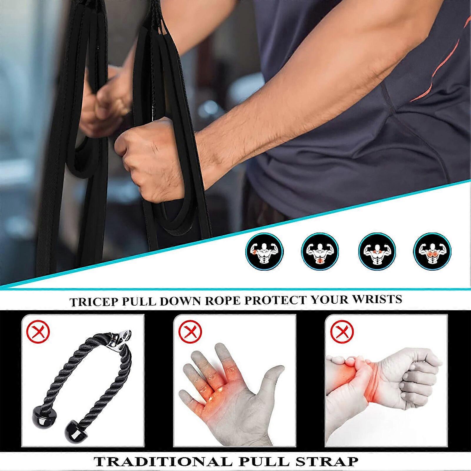 Tricep Rope Cable Attachment Grip Power Sports Handles Strap For Weight Lifting Strength Abdominal Training For Home Workout