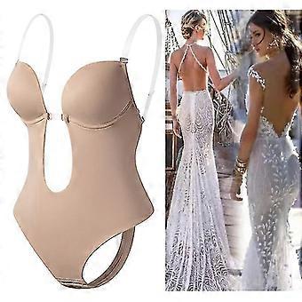 Kvinder Body Shaper glider rygløs bh G-streng taljetræner U Springet Underkjole Shapewear