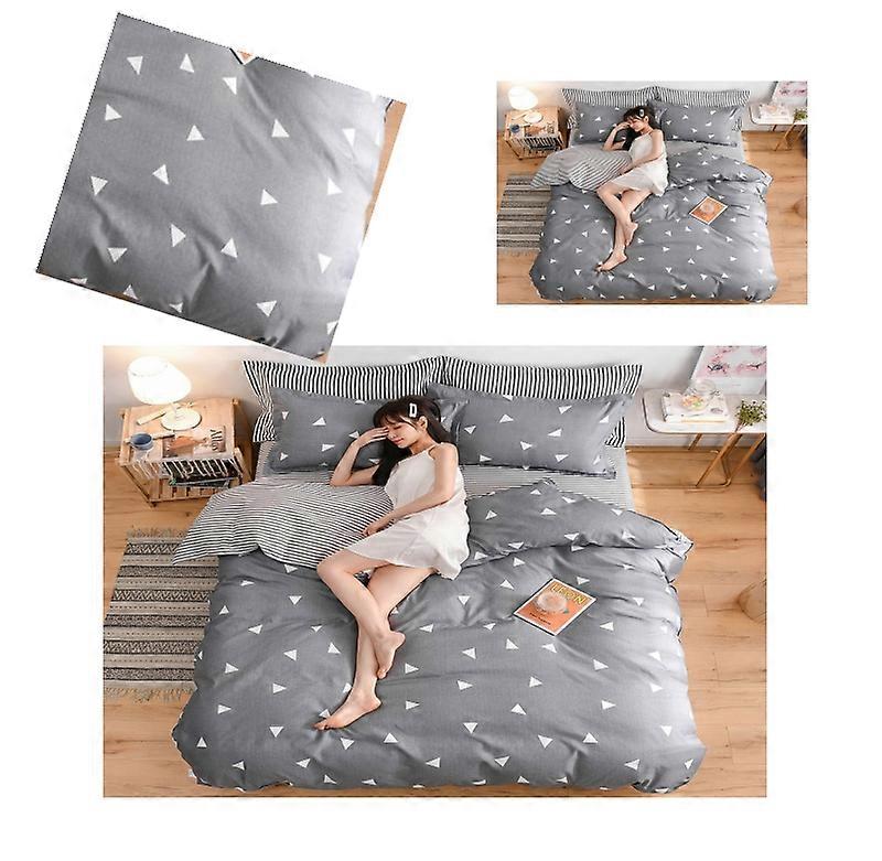 Luxury 4 Piece Set Bedding printed Quilt Cove Fitted Sheet Pillowcase Color H