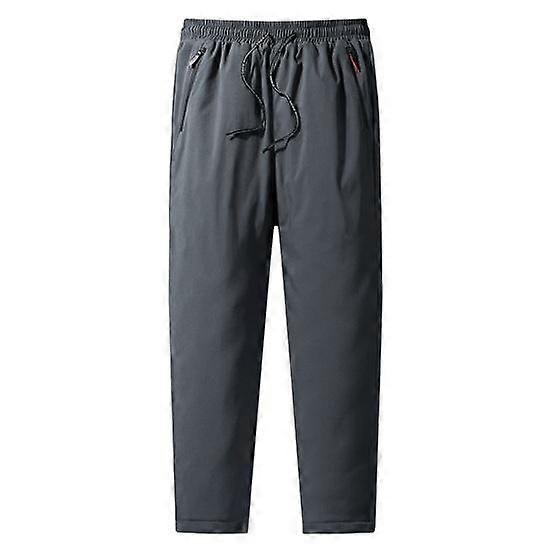 Men Fall Winter Sweatpants Drawstring Elastic Waist Pockets Loose Warm Solid Color Casual Thickened Plush Windproof Jogging Exercise Long Trousers
