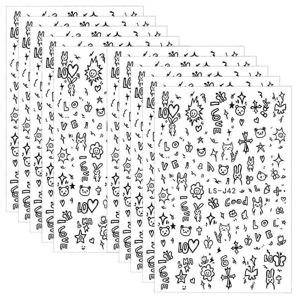 10pcs Children's fun multi-shape graffiti cute nail back glue nail decoration