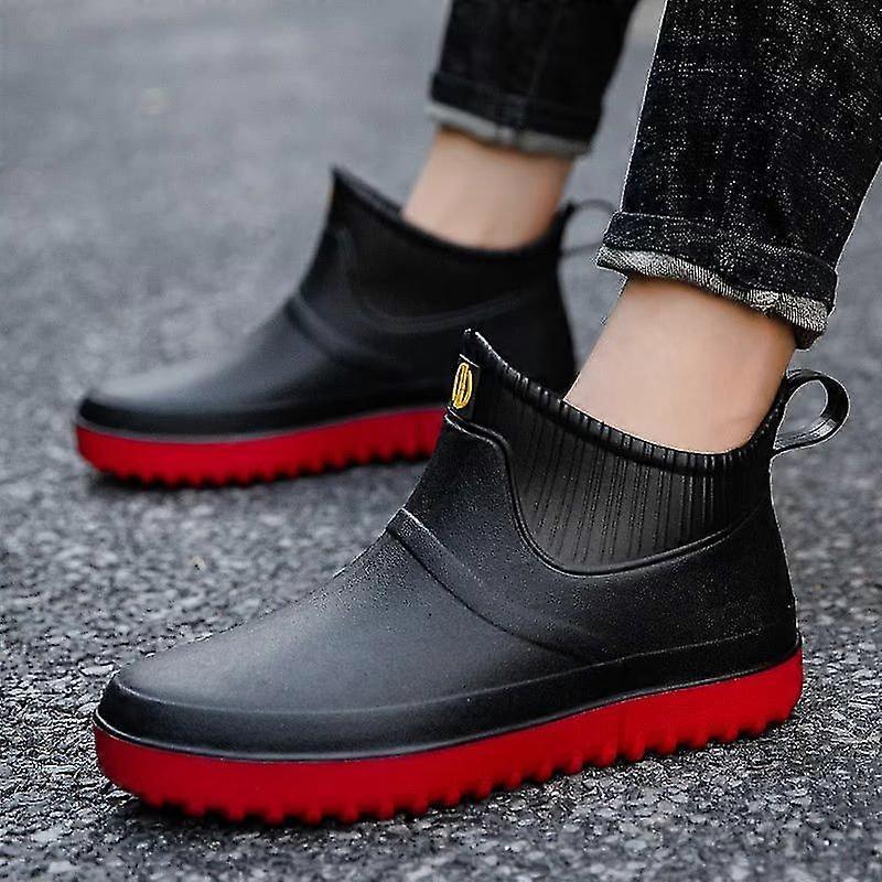 Erkek Wellies Ayak Bileği Kısa Botlar Bahçe Su Geçirmez Kauçuk Yağmur Botları