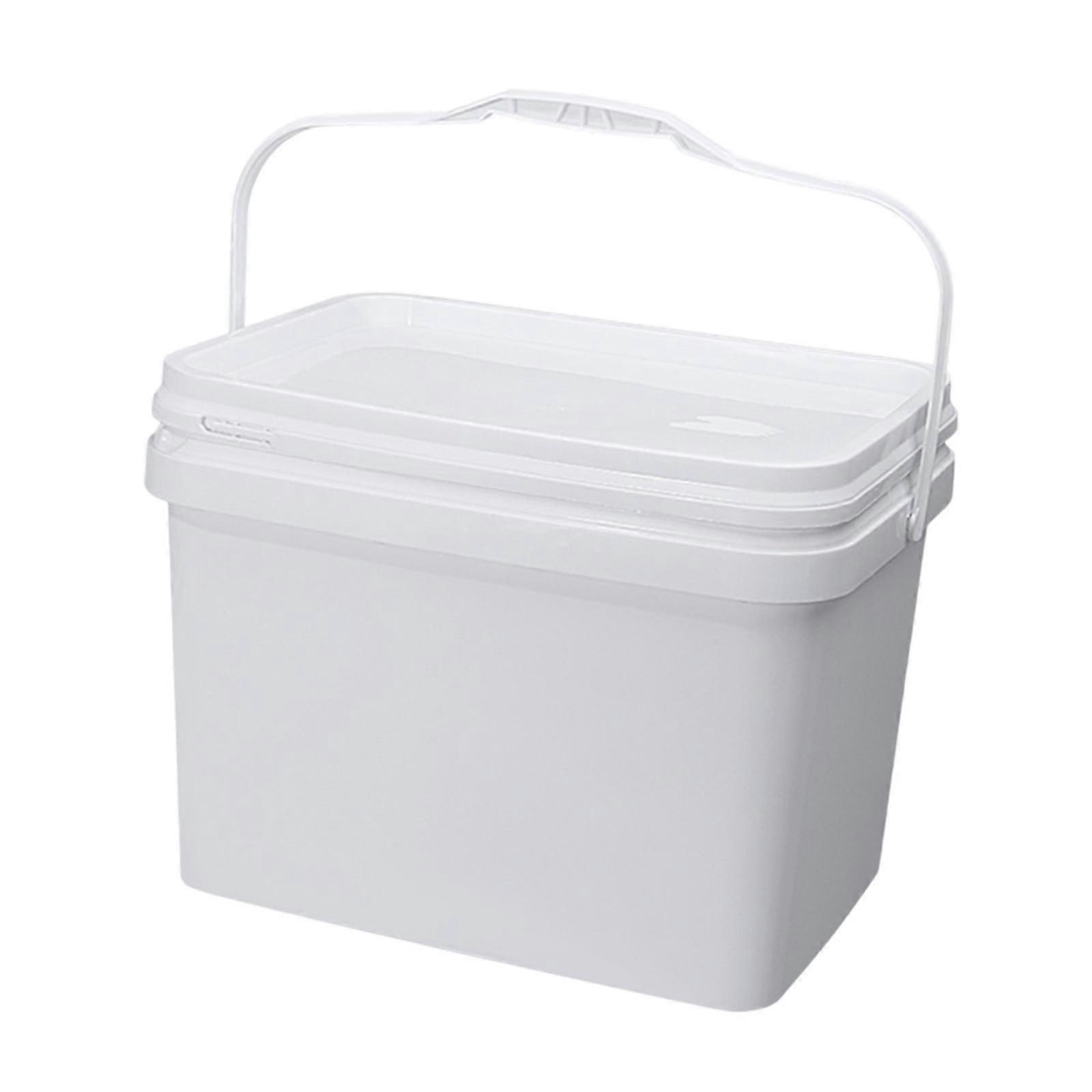 دلو مستطيل 10 لتر سطل لجميع الأغراض لتنظيف المنزل البستنة والتخييم الأبيض