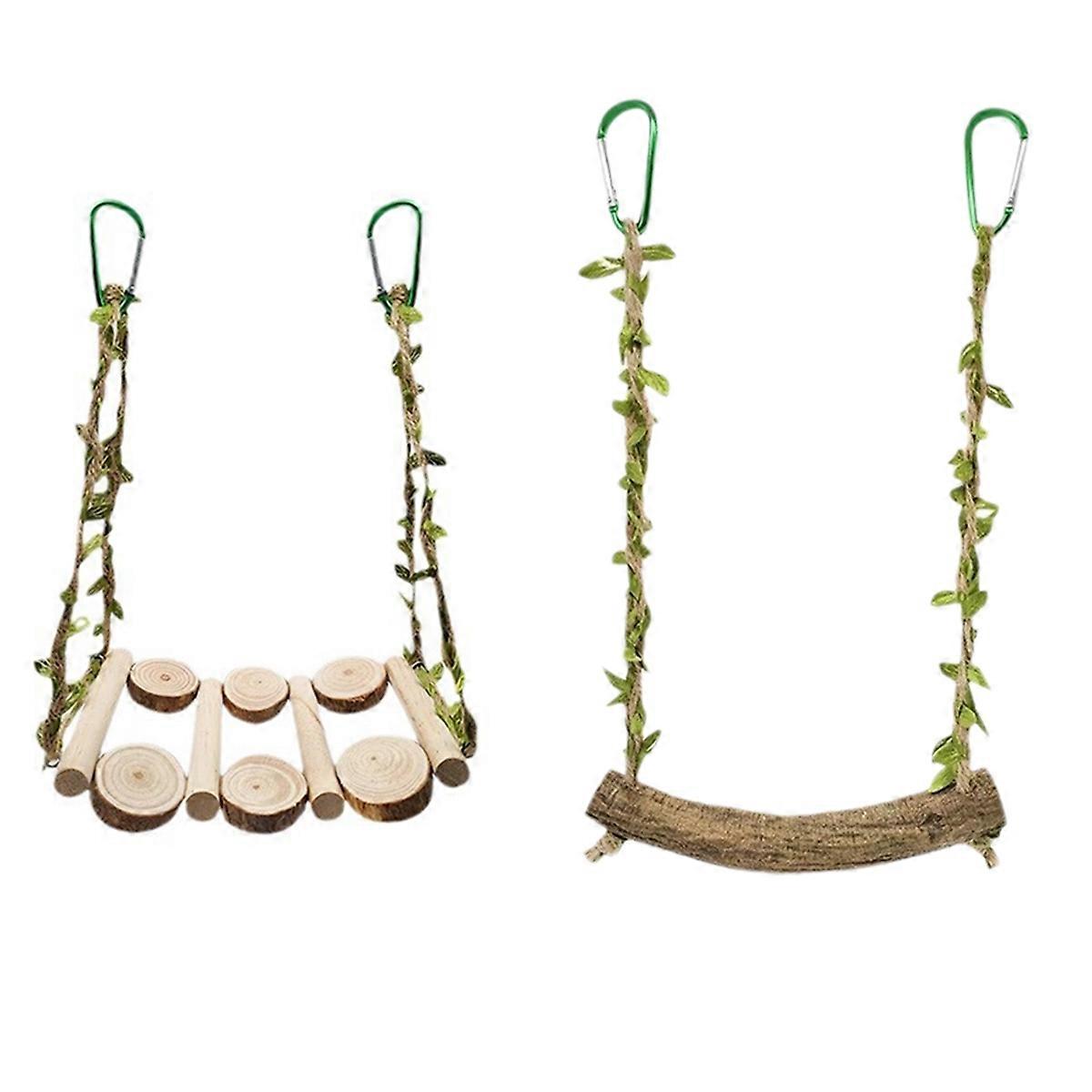 Bird Cage Swing Landscaping Props Parrot Swing Toy Climbing Interactive Ladder Anti-Chewing Ring