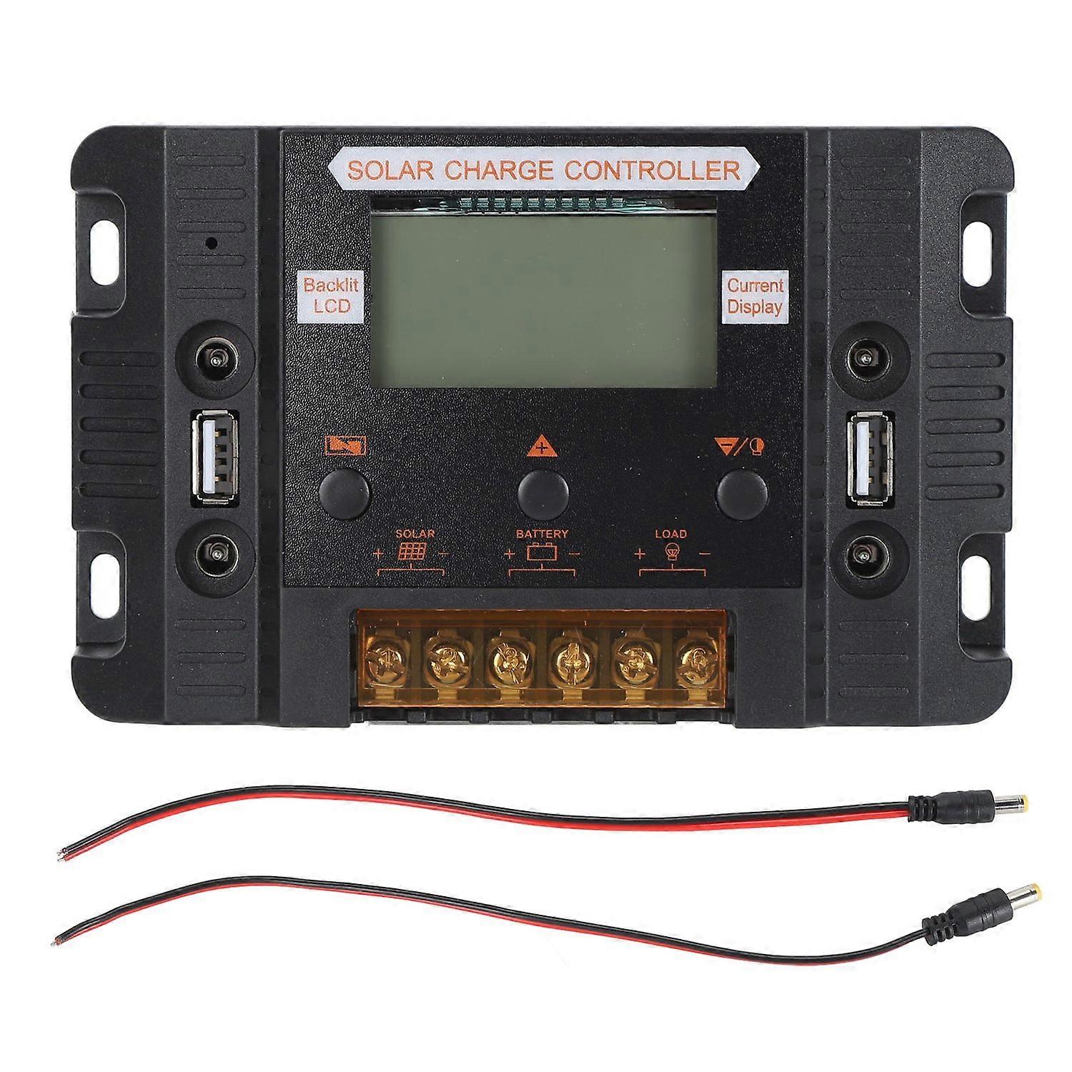 Solar Panel Charge Controller 12V 24V 30A Solar Panel Battery Regulator with LCD Backlit Display 