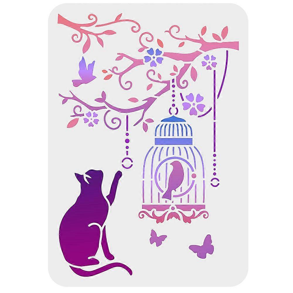 Plastic Drawing Painting Stencils Templates for Painting on Scrapbook Fabric Tiles Floor Furniture Wood Rectangle Bird Pattern 29.7x21cm