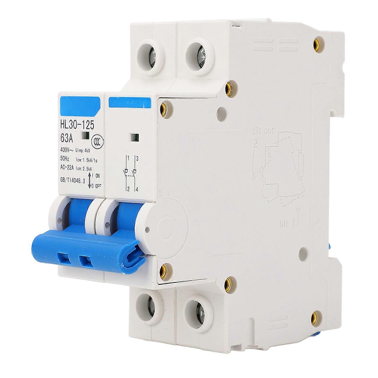 Isolator Switch 2P 400V 63A Shunt Release PC Casing Miniature Circuit Breaker Air Switch