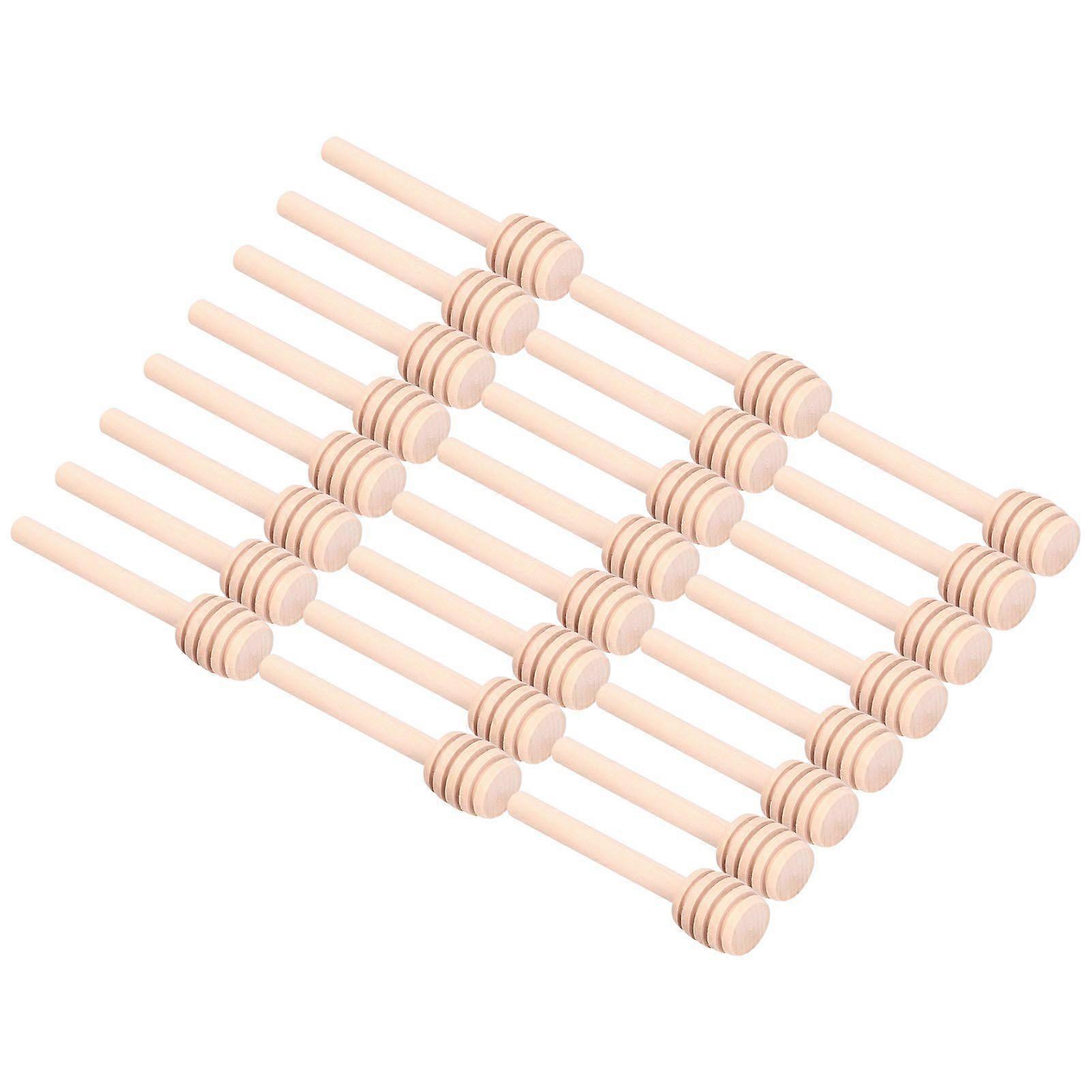 24Pcs Wood Honey Stirring Rod with Groove Design Honey Dipper for Honey Melting Chocolate