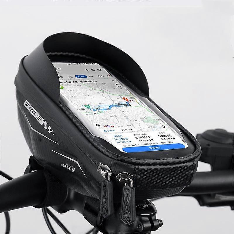 Bicycle Phone Mount Bag Bicycle Phone Holder Waterproof Handlebar Bag with Sensitive Touch Screen - Black 6.5" (Single Pack)