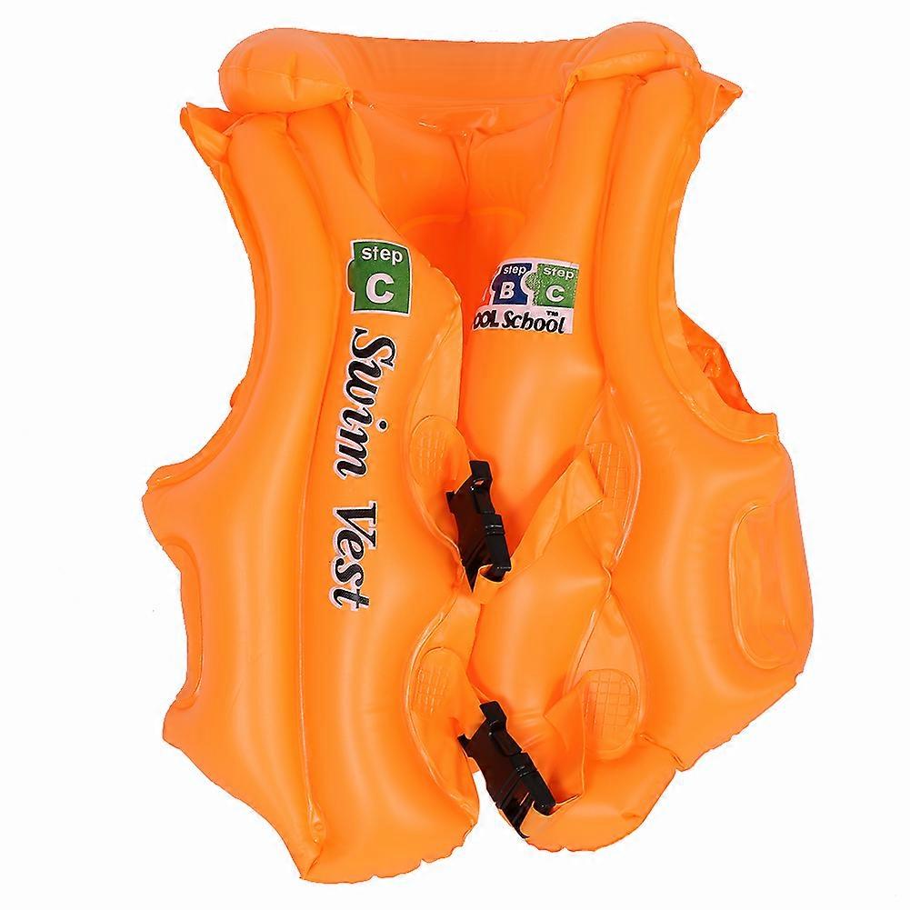 Barn Simning Kläder Flytväst Baby Badkläder Uppblåsbar Simning Säkerhet Flytväst Orange S