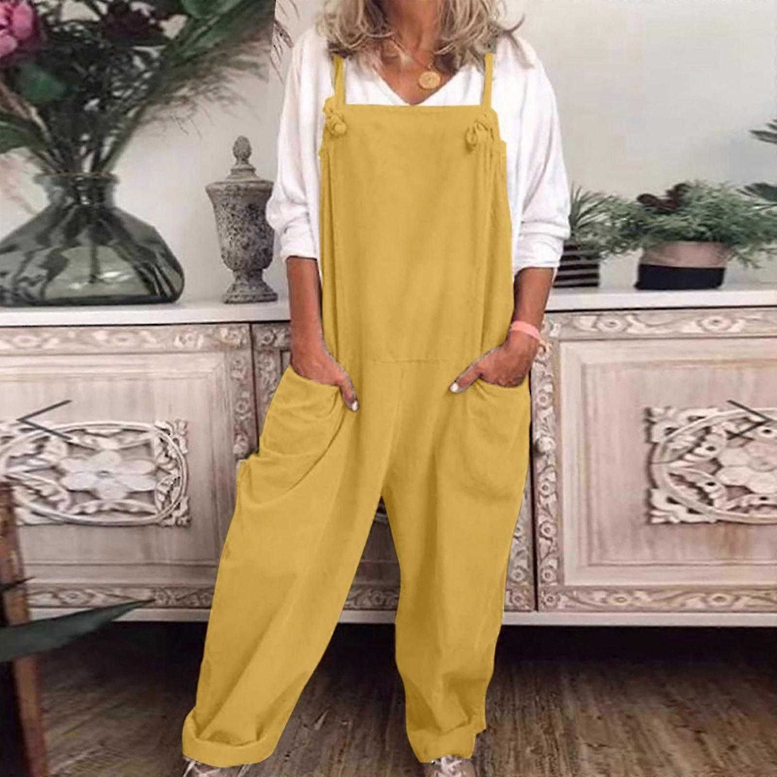Dame Snekkerbukser Romper Baggy Playsuit Bomull Og Lin Jumpsuit - JZ