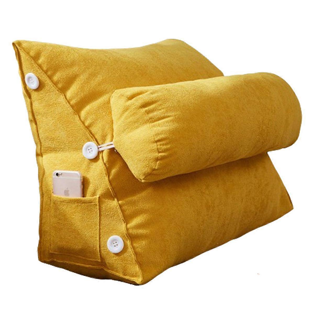 Large Backrest 60x22x50cm Triangular Design Detachable Soft Comfortable Reading Pillow Backrest for Home Sofa Bed Orange 60x22x50cm