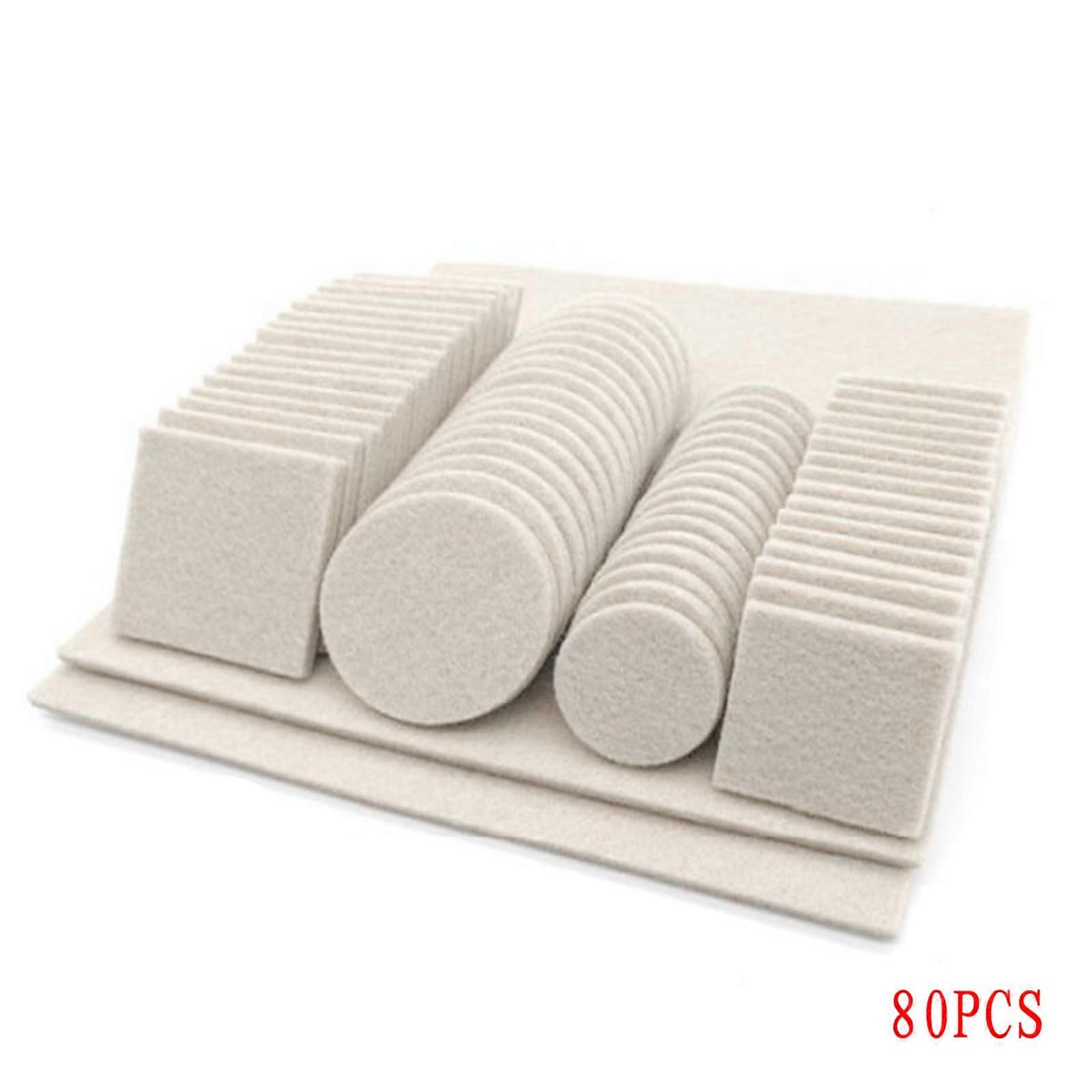 Felt Pads 80/130pcs Round Square Heavy Duty Self Stick Pad Supplies for Festival Party Dining Table Bottom Protect Creamy White