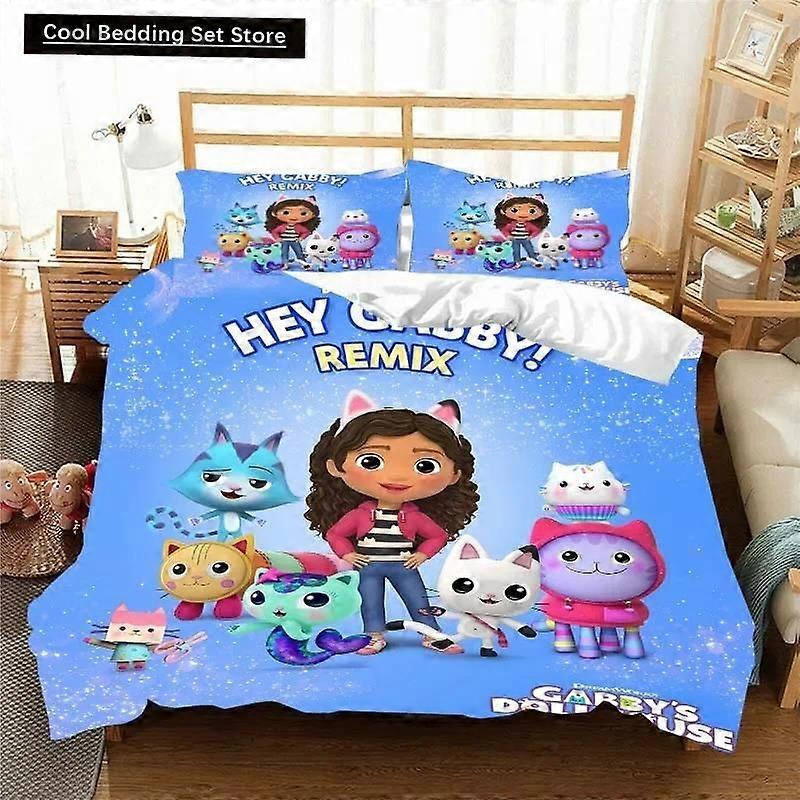 v1366 Lakan Gabbys D-Dollhouse Sängkläder Set Påslakan Täcke Säng Singel Twin Full Queen Ungdom Barn Barn Flicka Pojkar Gåva King Size Sängkläder Set 3-Paj