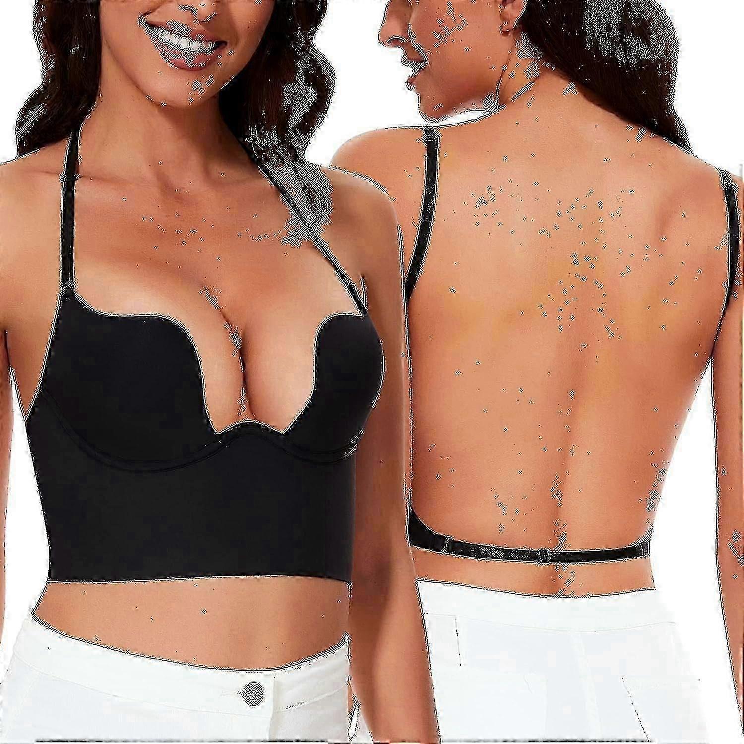 Sutiãs Traseiros Baixos para Mulheres sem costura Deep U Plunge Backless Bras Conversível Multiway Low Cut Open Back Bra Halter Bras