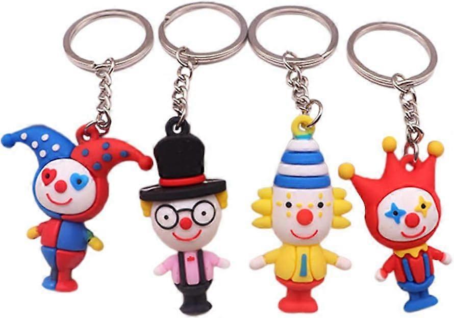 4 Pcs Doll Keychain Clown Figure Toy Keyring Key Ring Collectible Model Chain Doll Pendant Mixed