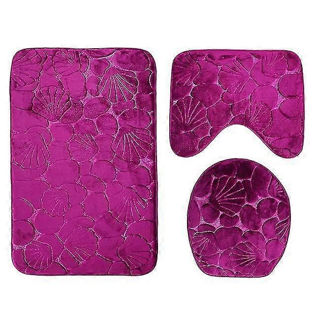 3pcs / set Flanellschaum Wasserabsorbierend Waschbare Anti-Rutsch-Badezimmer-Teppich-Matte Badewannenmatte Fußpolster