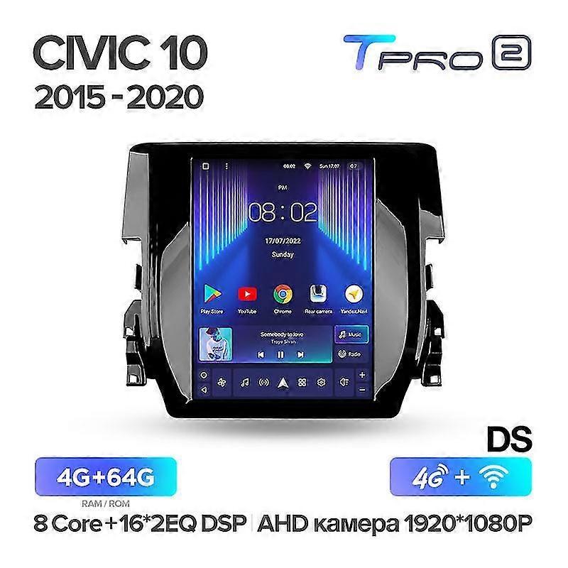 For Honda Civic 10 Fc Fk 2015 - 2020 For Tesla Style Screen Car Radio Multimedia Video Player Navigation Gps Android No 2din 2 Din Dvd