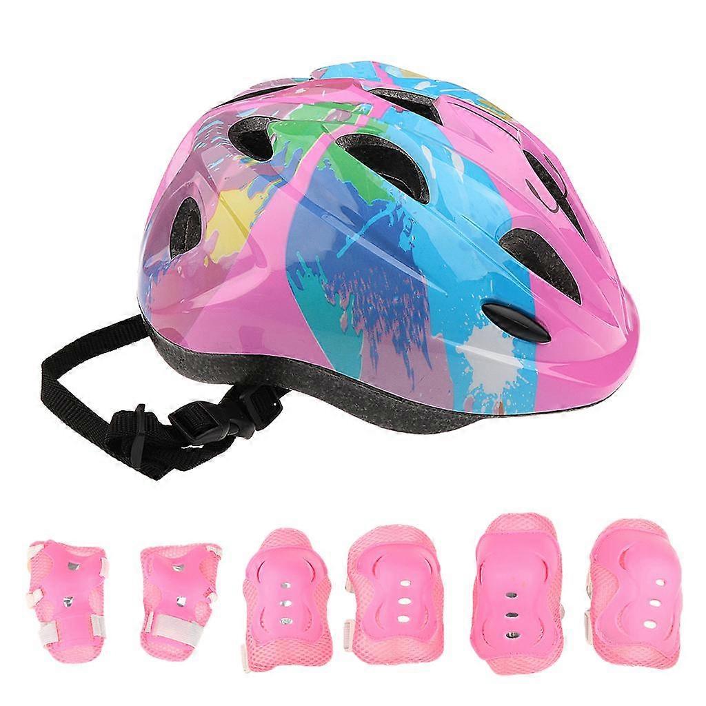 7ピースキッズ子供ローラースケート自転車サイクリングスクーターヘルメット膝肘