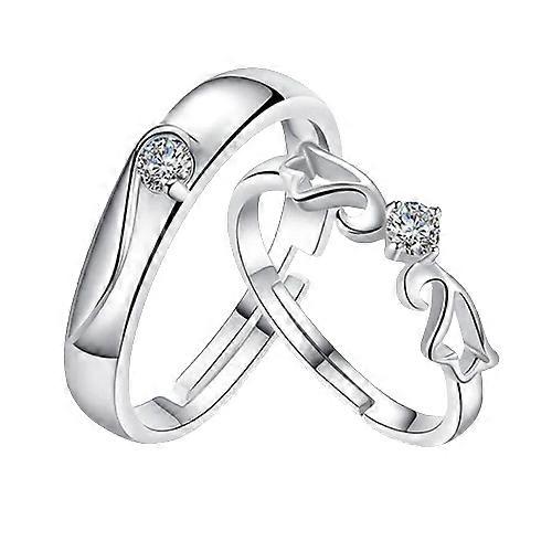 2Pcs/set Romantic Cuplu Inele Pentru Femei Bărbați Punk Inimă ECG Negru Alb Pentru Totdeauna Dragoste Promisiune Inel de Nuntă Ziua Îndrăgostiților Cadou Ziua Îndrăgostiților