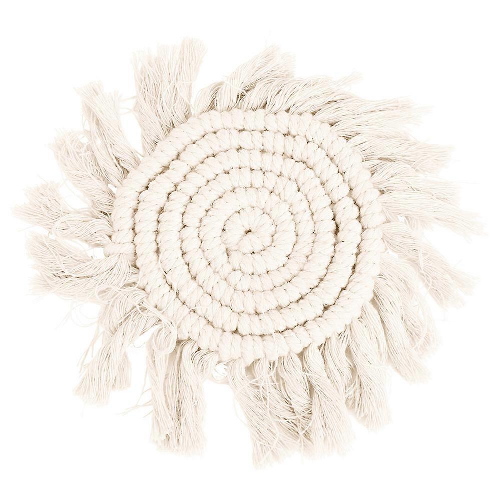 Hand-Woven Round Placemat Insulation Coaster for Coffee Cups - Decorative Round Shape Mat, Natural Material, 12 Inch