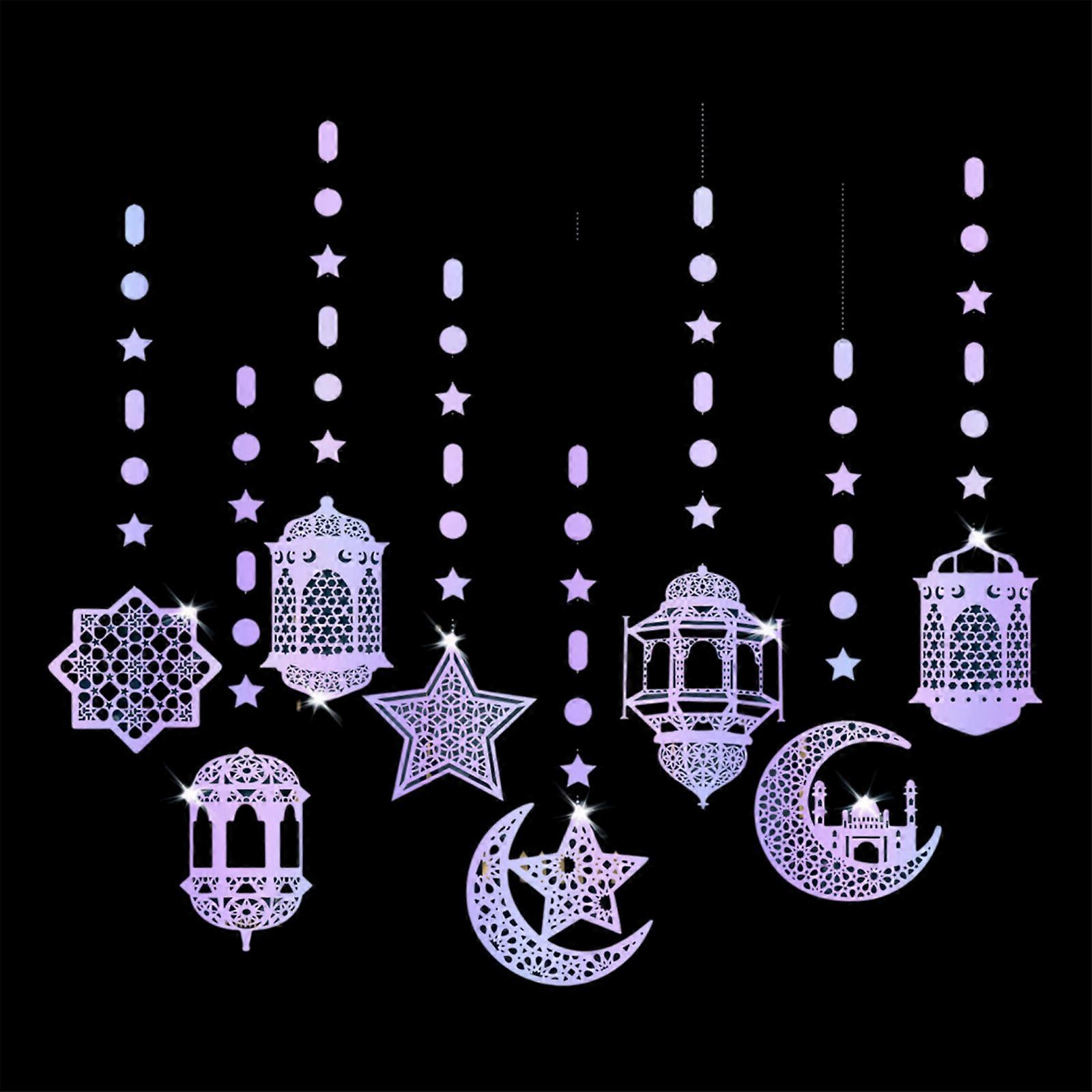 Lot de 8 décorations à suspendre en papier cartonné doré/noir/coloré pour les fêtes de l'Aïd