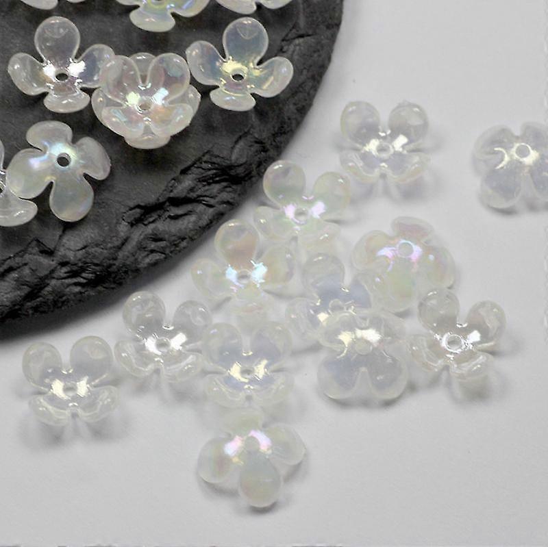 High quality Earrings Jewelry Making 10mm Beads Four Petal Flower AB Color Handmade Material Acrylic DIY Accessories 100Pcs Plating Fashion