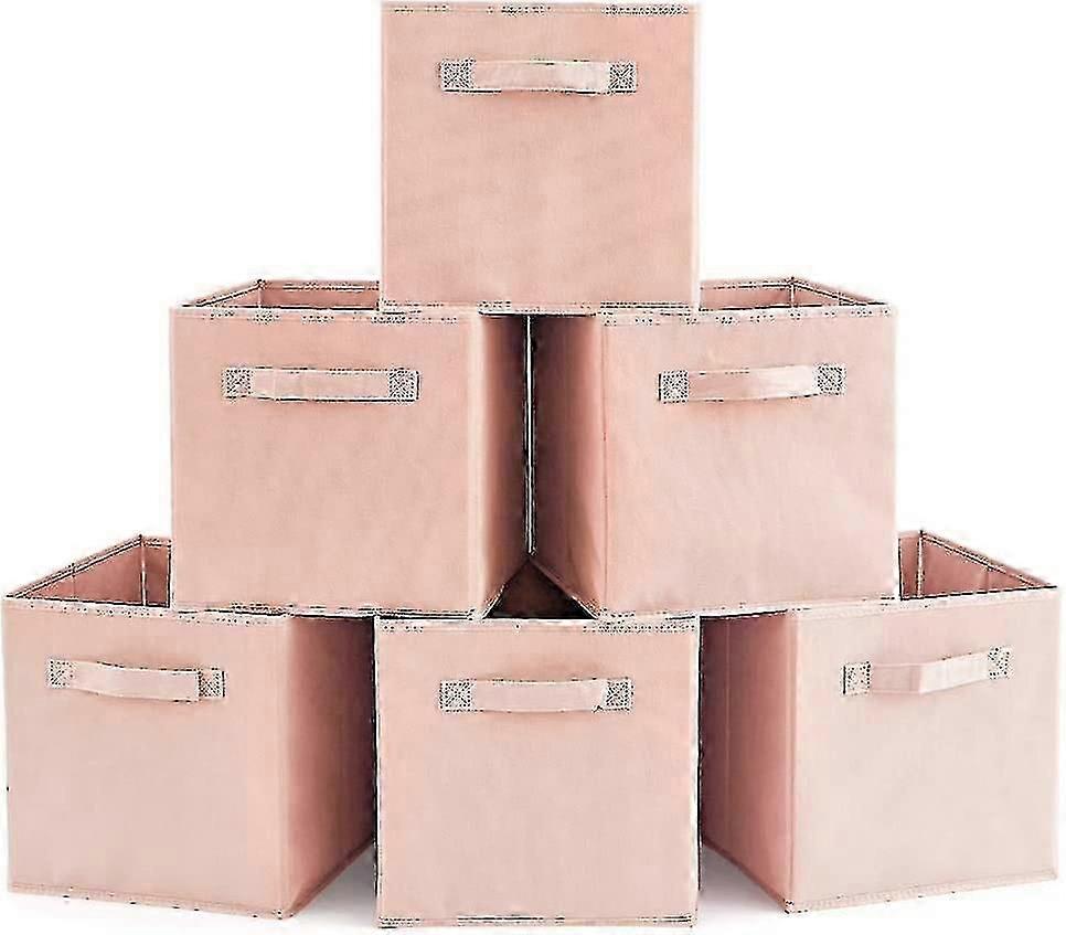 Set Of 6 Foldable Cube Storage Box, Organiser Basket Containers With Handles, For Home Office Nursery Organisation, 26.7